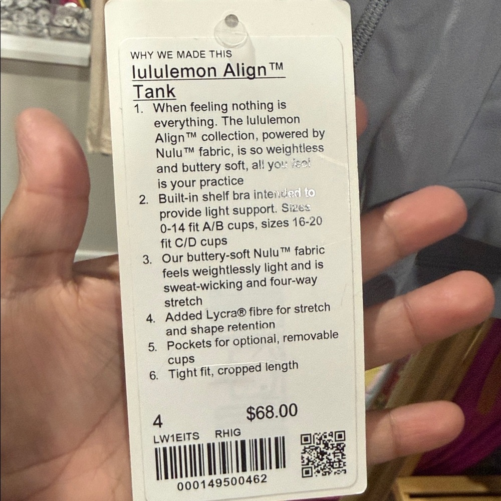 NWT Lululemon Align Tank Gray Size 4 Built In Bra - Picture 3 of 4